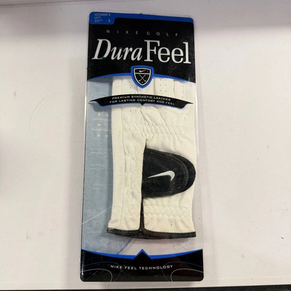 Nike Golf DuraFeel Womens Left Golf Glove Large 22cm White Synthetic Leather NOS